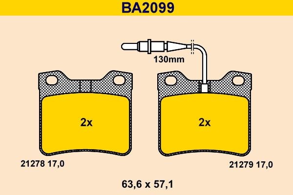 Barum BA2099 Brake pad set incl. wear warning contact