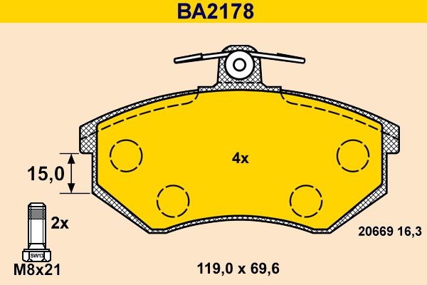 Original Barum 20669 Brake pad set BA2178 for AUDI A6