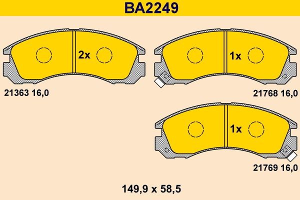 21363 Barum BA2249 Brake pad set 1609252780