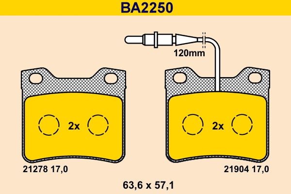 Original BA2250 Barum Brake pads MERCEDES-BENZ