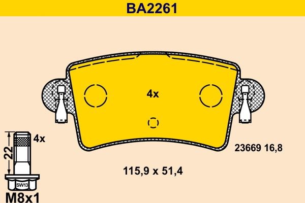 Opel INSIGNIA Disk brake pads 3021831 Barum BA2261 online buy
