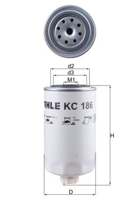 76816367 MAHLE ORIGINAL Spin-on Filter Height: 192,0, 195,0mm Inline fuel filter KC 186 buy