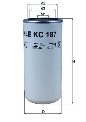 76816383 MAHLE ORIGINAL Spin-on Filter Height: 210,1mm Inline fuel filter KC 187 buy
