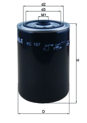 MAHLE ORIGINAL KC 197 Fuel filter Spin-on Filter