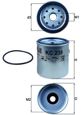 KC 238D MAHLE ORIGINAL Fuel filters CHRYSLER Spin-on Filter