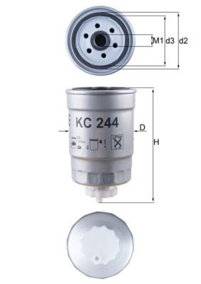 KC244 Fuel filter 70381202 MAHLE ORIGINAL Spin-on Filter
