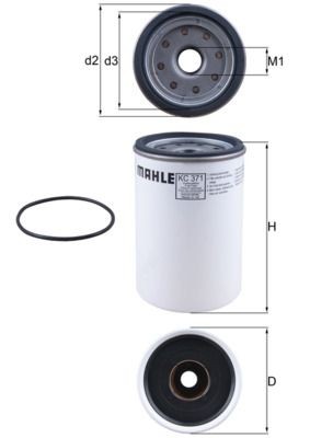 70385350 MAHLE ORIGINAL Spin-on Filter Height: 140,5mm Inline fuel filter KC 371D buy