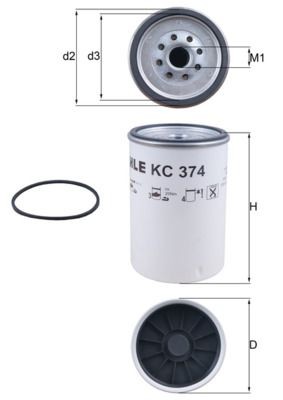 MAHLE ORIGINAL KC 374D Fuel filter Spin-on Filter