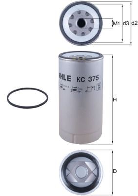 70385358 MAHLE ORIGINAL Spin-on Filter Height: 216,4mm Inline fuel filter KC 375D buy