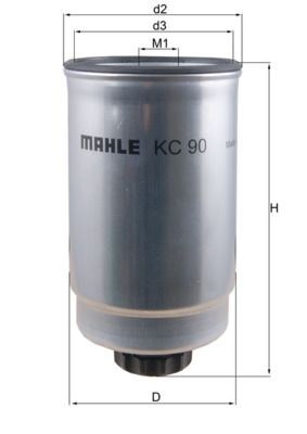 79617184 MAHLE ORIGINAL Spin-on Filter Height: 167,0mm Inline fuel filter KC 90 buy