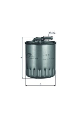 MAHLE ORIGINAL KL 155/1 Fuel filter In-Line Filter, 8mm, 8,0mm