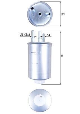 MAHLE ORIGINAL KL 505 Fuel filter In-Line Filter, 10mm, 9,9mm
