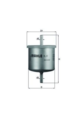MAHLE ORIGINAL KL 61 Fuel filter In-Line Filter, 8mm, 8,0mm