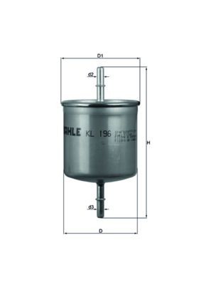 MAHLE ORIGINAL KL 196 Fuel filters In-Line Filter, 8mm, 7,9mm