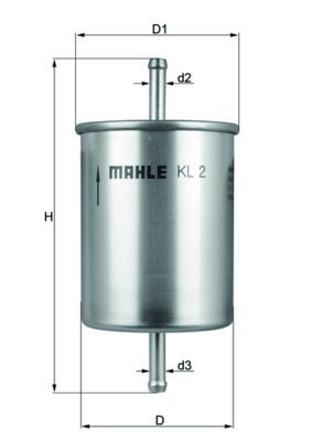 MAHLE ORIGINAL KL2 Filtro diesel Filtro per condotti/circuiti, 8mm, 8,0mm