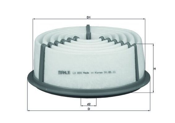 MAHLE ORIGINAL LX 833 Air filter 69,0mm, 174,0, 159mm, Filter Insert