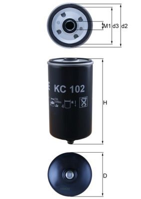 KC102 Fuel filter 78432577 MAHLE ORIGINAL Spin-on Filter