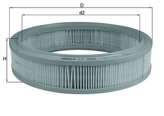 MAHLE ORIGINAL LX 1638 Air filter 67,0mm, 286,0mm, Filter Insert