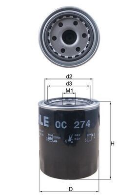 MAHLE ORIGINAL OC274 Engine oil filter M26x1,5, M26x1,5-6H, with one anti-return valve, Spin-on Filter