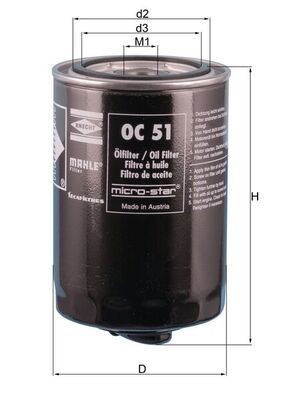 MAHLE ORIGINAL OC51OF Engine oil filter 3/4
