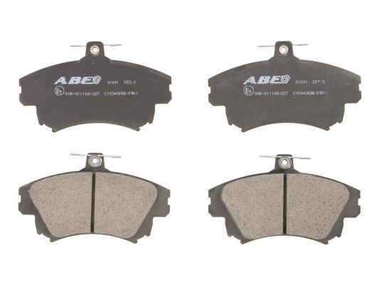 ABE C15043ABE Brake pad set Front Axle, with acoustic wear warning, with brake caliper screws