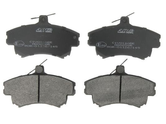 ABE C1V014ABE Brake pad set Front Axle, with acoustic wear warning, with brake caliper screws