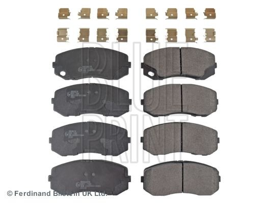 BLUE PRINT ADC44274 Brake pad set Front Axle, Rear Axle, excl. wear warning contact, with anti-squeak plate, with fastening material