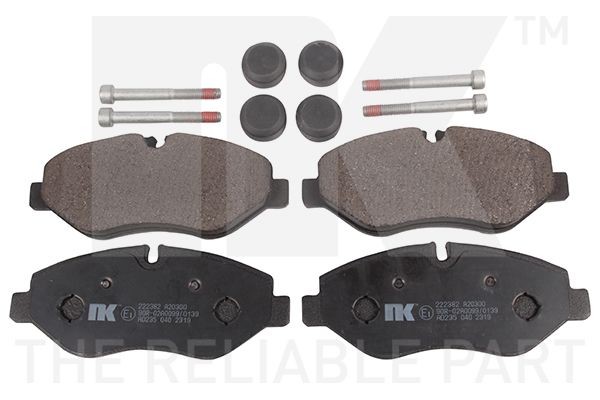 NK 222382 Brake pad set prepared for wear indicator, with anti-squeak plate, with accessories