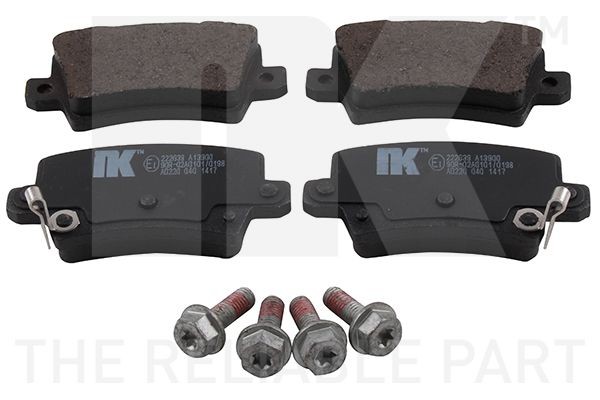 NK 222639 Brake pad set with acoustic wear warning, with anti-squeak plate, with accessories