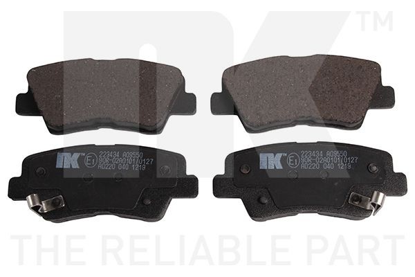 NK 223434 Brake pad set with acoustic wear warning, with anti-squeak plate, without accessories