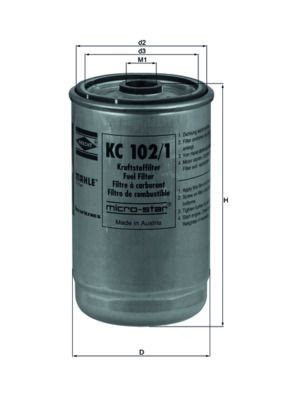 78432734 MAHLE ORIGINAL Anschraubfilter Höhe: 133,5mm Kraftstofffilter KC 102/1 kaufen