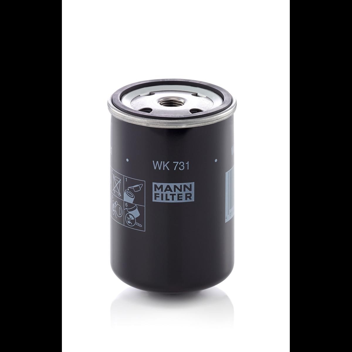 MANN-FILTER Spin-on Filter Height: 117mm Inline fuel filter WK 731 (10) buy