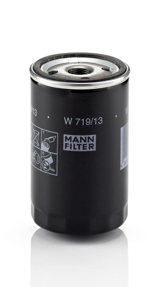 MANN-FILTER 3/4-16 UNF, with two anti-return valves, Spin-on Filter Ø: 76mm, Height: 123mm Oil filters W 719/13 (10) buy