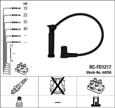 NGK 44250 Ignition Cable Kit Number of circuits: 4