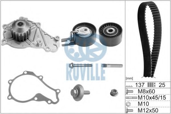 RUVILLE 55953721 Water pump and timing belt kit 0816-J6