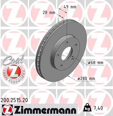 ZIMMERMANN COAT Z 200.2515.20 Brake disc 40206-4U101