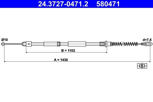 Great value for money - ATE Hand brake cable 24.3727-0471.2