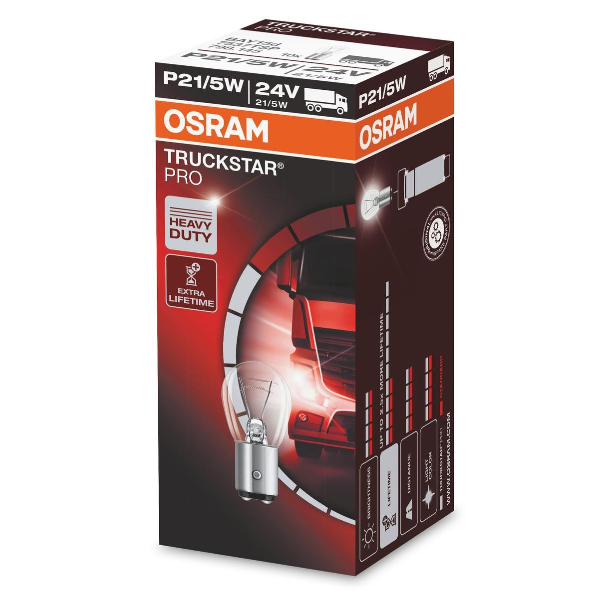 P21/5W OSRAM TRUCKSTAR PRO 24V 21/5W, P21/5W Bulb, indicator 7537TSP buy