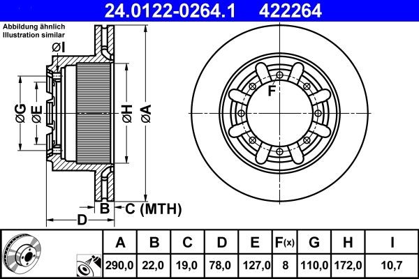 ATE Brake rotors 24.0122-0264.1 for NISSAN CABSTAR E, NT400