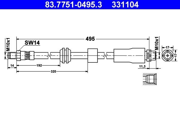 Bremsschlauch ATE 83.7751-0495.3 - BMW 5er Betriebsbremse Teile bestellen