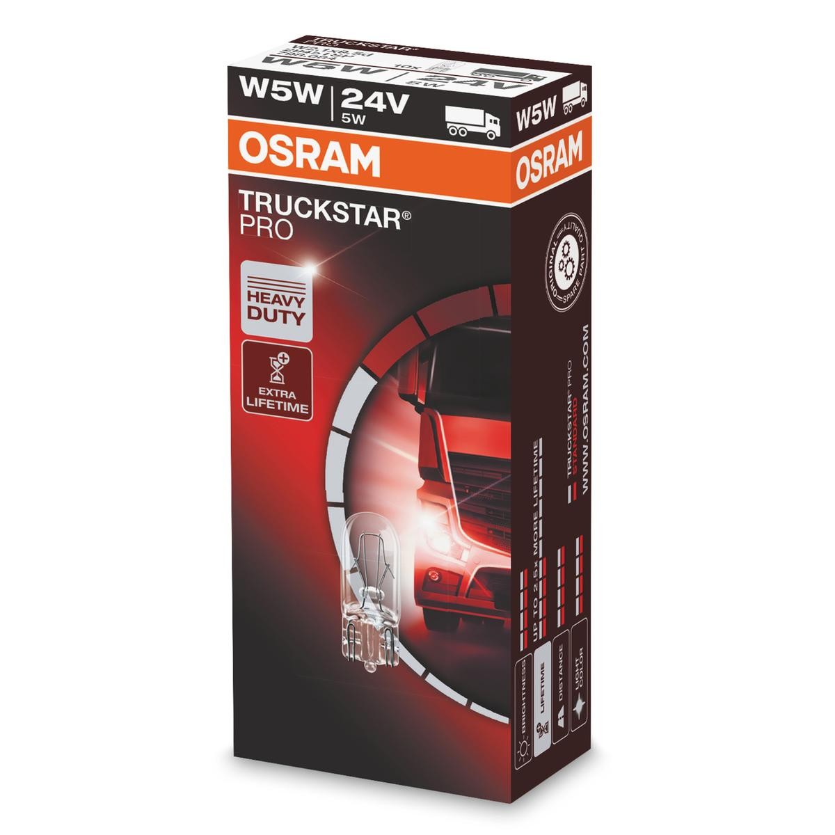 W5W OSRAM TRUCKSTAR PRO 24V 5W, W5W Bulb, indicator 2845TSP buy