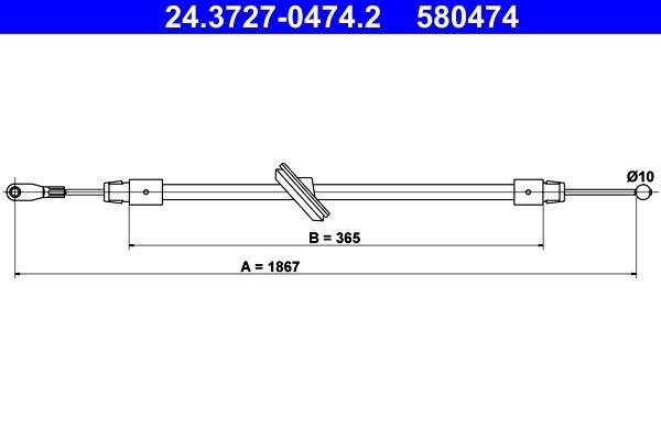 Original ATE 580474 Emergency brake 24.3727-0474.2 for MERCEDES-BENZ SPRINTER