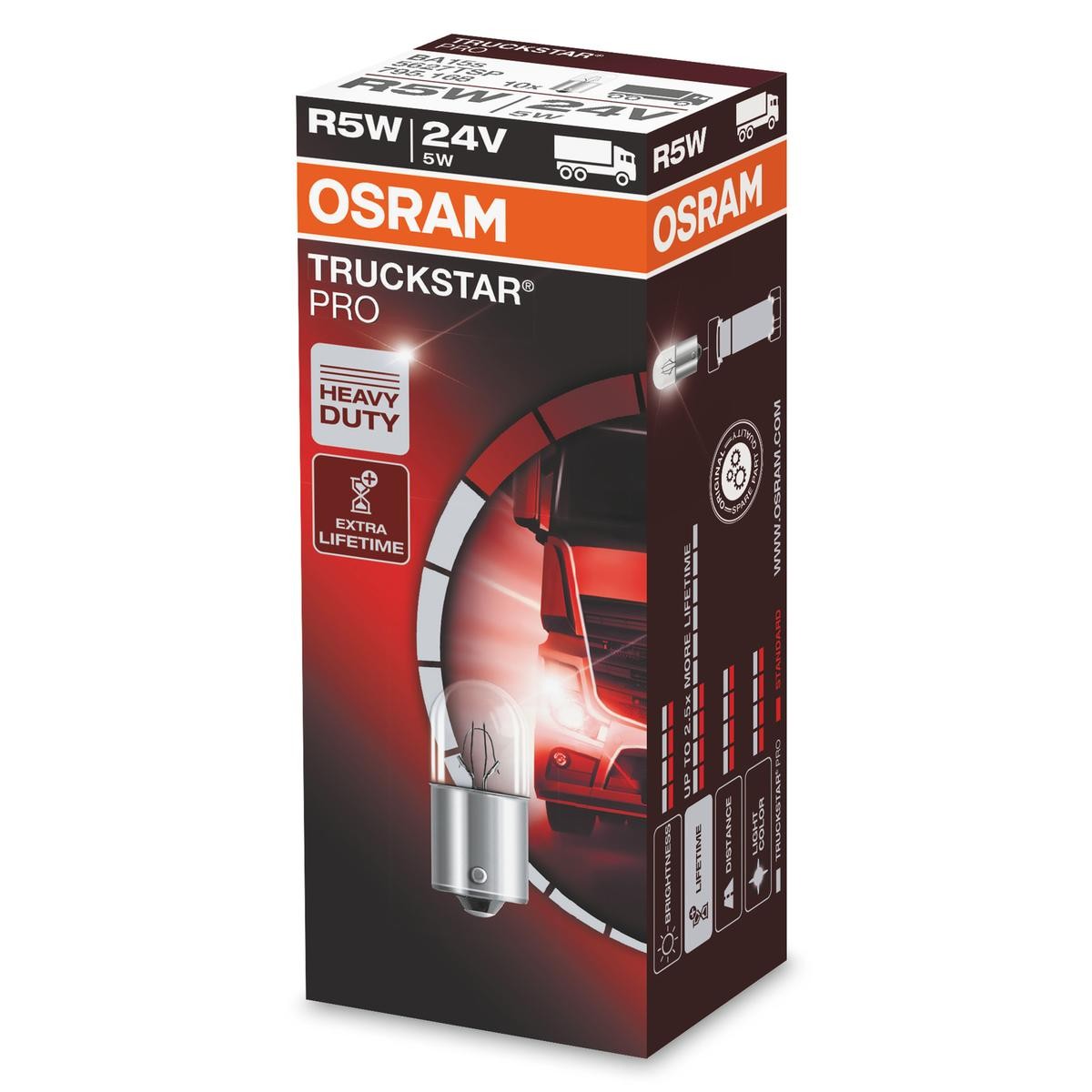 OSRAM TRUCKSTAR PRO 5627TSP Bulb, indicator 24V 5W, R5W
