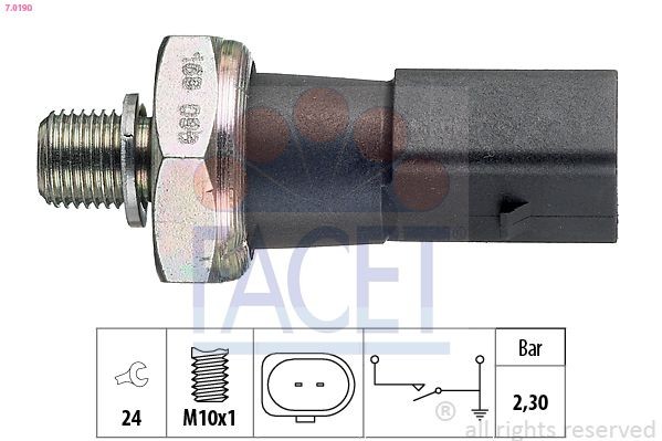 EPS 1.800.190 FACET M10x1, 2 bar, Made in Italy - OE Equivalent Oil Pressure Switch 7.0190 buy
