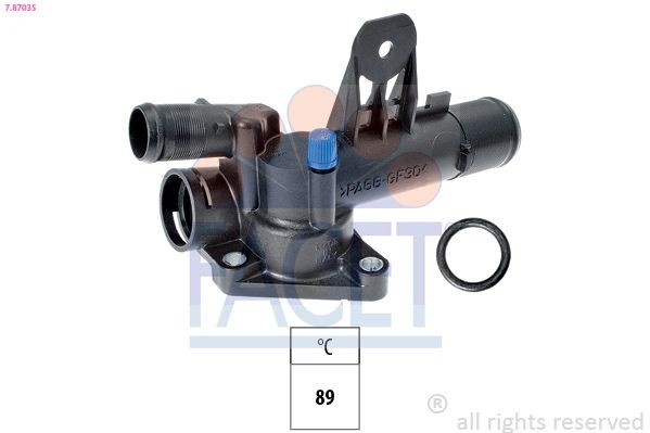 FACET 7.8703S Engine thermostat Opening Temperature: 89°C, Made in Italy - OE Equivalent, with seal