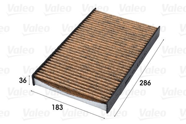 701014 Air con filter 701014 VALEO Activated Carbon Filter with polyphenol, with fungicidal effect, with anti-allergic effect, 286 mm x 183 mm x 36 mm, CLIMFILTER SUPREME
