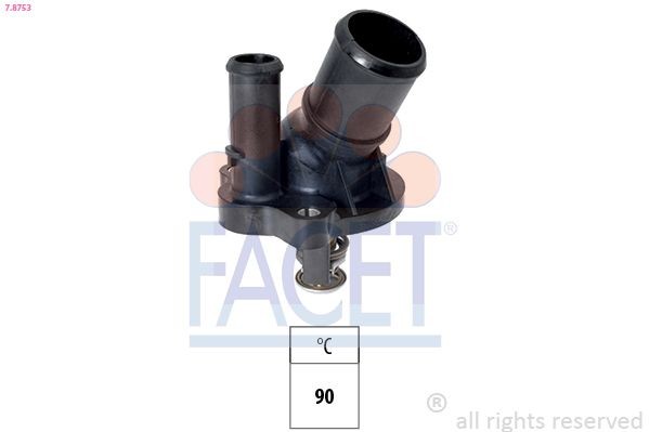 FACET 7.8753 Engine thermostat Opening Temperature: 90°C, Made in Italy - OE Equivalent, with seal