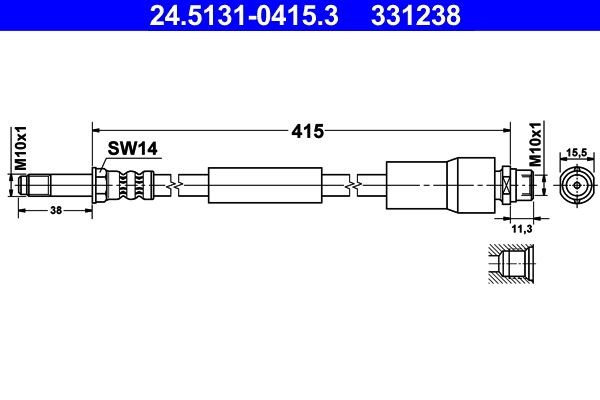 Mercedes SPRINTER Brake hose 7006697 ATE 24.5131-0415.3 online buy