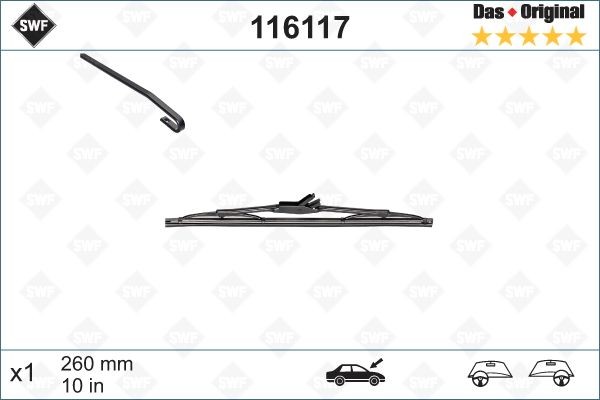 Buy Wiper blade SWF 116117 - Wipers system parts CITROЁN 2CV online