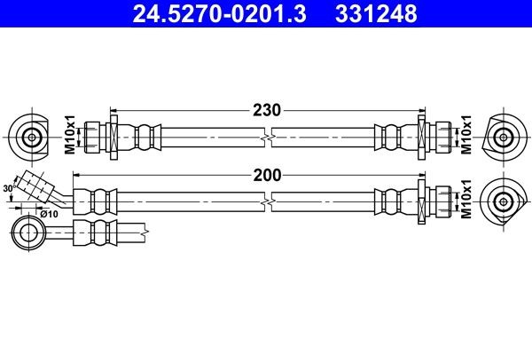 Original 24.5270-0201.3 ATE Flexible brake line HONDA